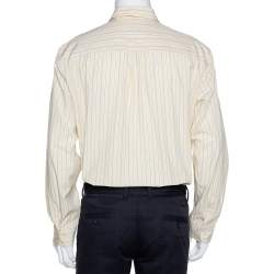 Pre Owned قميص بربري أكمام طويلة أزرار أمامية قطن مخطط أصفر XL