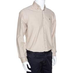 Burberry Beige Chambray Cotton Button Down Long Sleeve Shirt S
