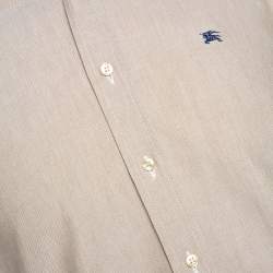 Burberry Beige Chambray Cotton Button Down Long Sleeve Shirt S