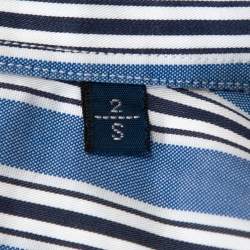 مملوكة مسبقًا قميص بربري أكمام طويلة أزرار أمامية قطن مخطط أزرق S