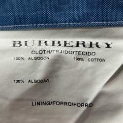 مملوكة مسبقًا قميص بربري أكمام طويلة أزرار أمامية قطن مخطط أزرق S