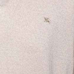 Pre Owned Burberry Vintage Beige Merino Wool V Neck Sweater XL