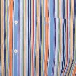 Burberry Multicolor Striped Cotton Button Down Long Sleeve Shirt M
