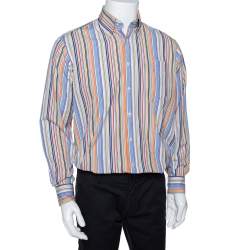 Burberry Multicolor Striped Cotton Button Down Long Sleeve Shirt M