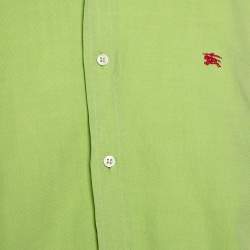 Burberry Vintage Green Cotton Long Sleeve Button Down Shirt L