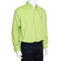 Burberry Vintage Green Cotton Long Sleeve Button Down Shirt L