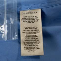 Pre Owned قميص بربري بريت كامبريدج أكمام طويلة قطن سترتش أزرق L