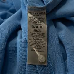 Burberry Blue Logo Embroidered Cotton Pique Polo T-Shirt XL