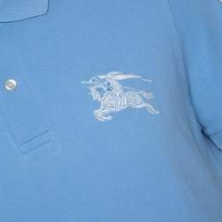 Burberry Blue Logo Embroidered Cotton Pique Polo T-Shirt XL