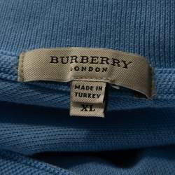 Burberry Blue Logo Embroidered Cotton Pique Polo T-Shirt XL