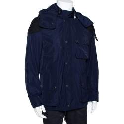 Burberry Brit Navy Blue Zip Front Hooded Jacket M