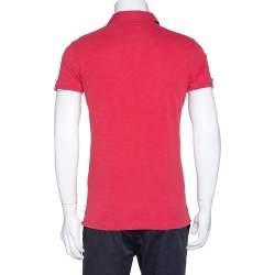 مملوكة مسبقًا تي شيرت بولو بربري بريت تريكو قطن أحمر مرجاني باهت مقاس صغير (سمول)