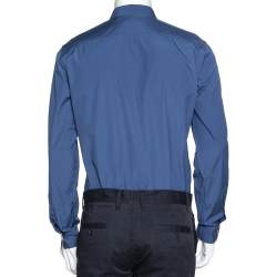 Pre Owned قميص بربري بريت أغين أزرار أمامية قطن سترتش أزرق M