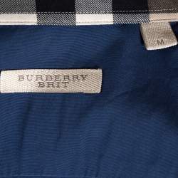 Pre Owned قميص بربري بريت أغين أزرار أمامية قطن سترتش أزرق M