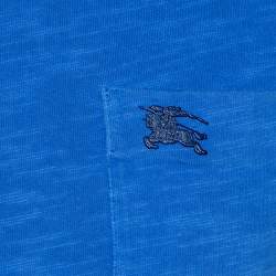 Pre Owned تي شيرت بربري بريت مزين شعار الماركة معدن تريكو قطن أزرق مقاس صغير (سمول)