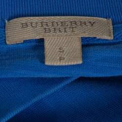 Pre Owned تي شيرت بربري بريت مزين شعار الماركة معدن تريكو قطن أزرق مقاس صغير (سمول)