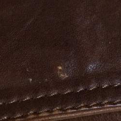 Pre Owned Burberry Brown Leather Button Front Jacket L