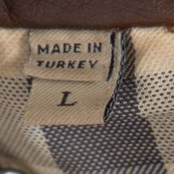 Pre Owned Burberry Brown Leather Button Front Jacket L