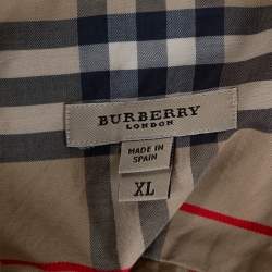 Pre Owned قميص بربري أزرار أمامية قطن كاروهات نوفا بيج XL