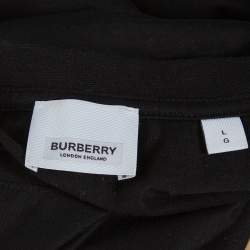 Pre Owned Burberry Black Cotton TB Logo Embroidered Crew Neck T-Shirt L
