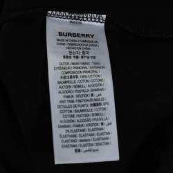 Pre Owned Burberry Black Cotton TB Logo Embroidered Crew Neck T-Shirt L