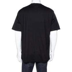 Pre Owned Burberry Black Cotton TB Logo Embroidered Crew Neck T-Shirt L