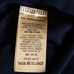 Pre Owned Burberry Navy Blue Cotton Pique Button Detail Polo T-Shirt L