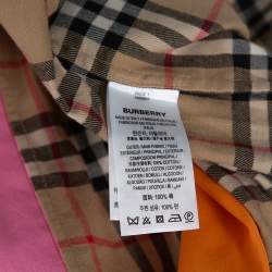 Burberry Color Block Vintage Check Cotton Zip Front Shirt XL