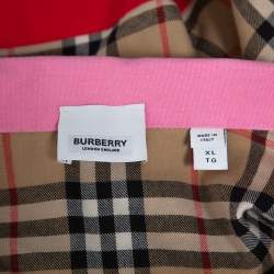Burberry Color Block Vintage Check Cotton Zip Front Shirt XL