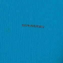 Pre Owned تي شيرت بولو بربري بيك ياقة مخططه قطن أزرق مخضر مقاس كب ير (لارج)