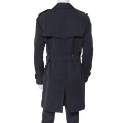 Pre Owned Burberry Black Novacheck Lined Double Breasted Trench Coat L