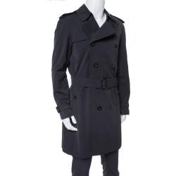 Pre Owned Burberry Black Novacheck Lined Double Breasted Trench Coat L