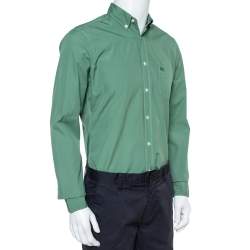 Pre Owned قميص بربري بريت أكمام طويلة أزرار أمامية قطن أخضر M