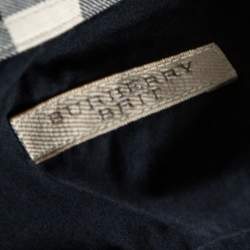 مملوكة مسبقًا قميص بربري بريت أكمام طويل بوبلين قطن سترتش أسود XXXL