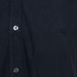 مملوكة مسبقًا قميص بربري بريت أكمام طويل بوبلين قطن سترتش أسود XXXL