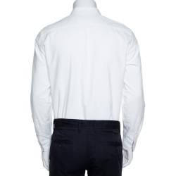 Pre Owned قميص بربري أزرار أمامية حافة كاروهات مغاير أكسفورد قطن أبيض M