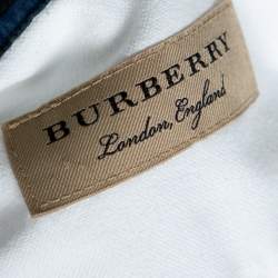 Pre Owned قميص بربري أزرار أمامية حافة كاروهات مغاير أكسفورد قطن أبيض M