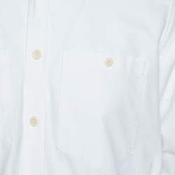 Pre Owned قميص بربري أزرار أمامية حافة كاروهات مغاير أكسفورد قطن أبيض M