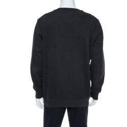 Pre Owned Burberry Black Printed Silk & Knit Sweatshirt XL