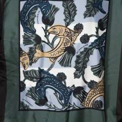 Pre Owned Burberry Black Printed Silk & Knit Sweatshirt XL