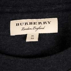Pre Owned Burberry Black Printed Silk & Knit Sweatshirt XL