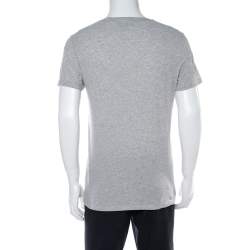 Burberry Grey Melange Cotton Creature Motif Embellished T-Shirt M