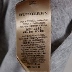 Burberry Grey Melange Cotton Creature Motif Embellished T-Shirt M