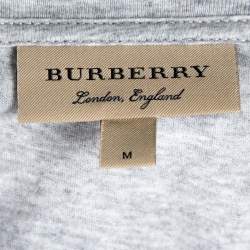 Burberry Grey Melange Cotton Creature Motif Embellished T-Shirt M