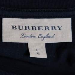 Pre Owned Burberry Black Cotton Striped Panel Radley T-Shirt L