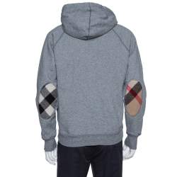 Pre Owned Burberry Grey Knit Elbow Patch Detail Hoodie XL