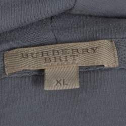 Pre Owned Burberry Grey Knit Elbow Patch Detail Hoodie XL