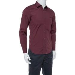 Pre Owned Burberry Brit Burgundy Cotton Long Sleeve Shirt S