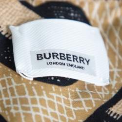 Pre Owned Burberry Brown TB Logo Monogram Cotton & Knit Collar Detail Bowling Shirt L