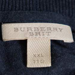 Pre Owned سويتشيرت بربري بريت رقبة مستديرة قطن كحلي XXL